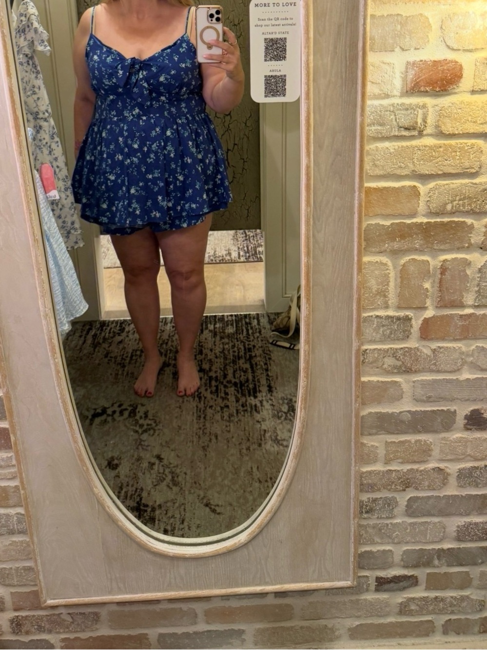 NWT Arula Emma Double Layer Floral Romper Cobalt Blue Size 2X